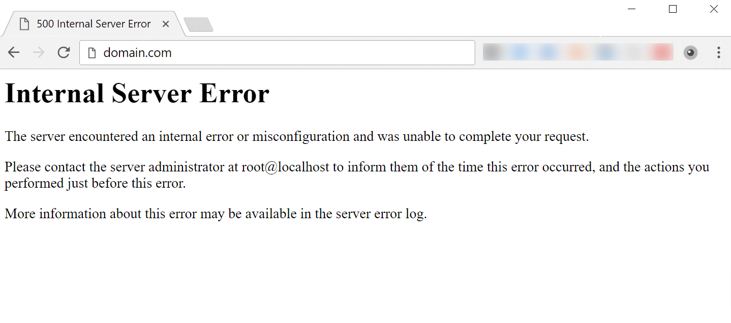 Internal Server Error message In a Wordpress site 