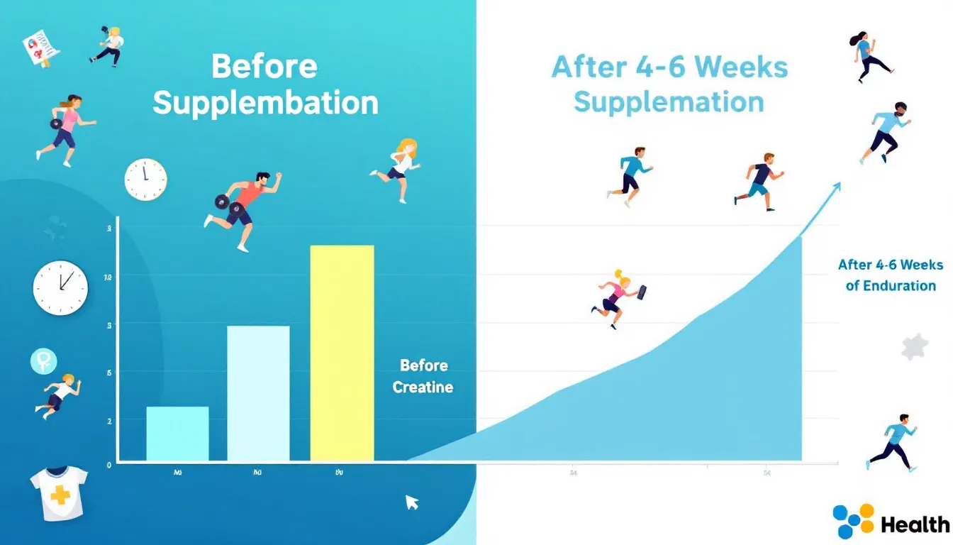 A comparison chart of physical performance improvements with creatine supplementation.