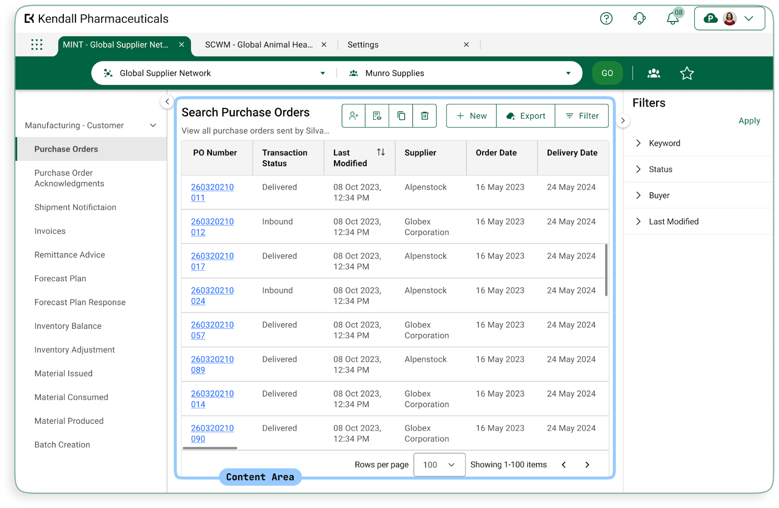 Example content area