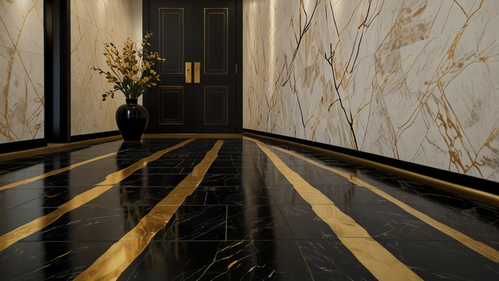 black and gold kavala tile flooring​