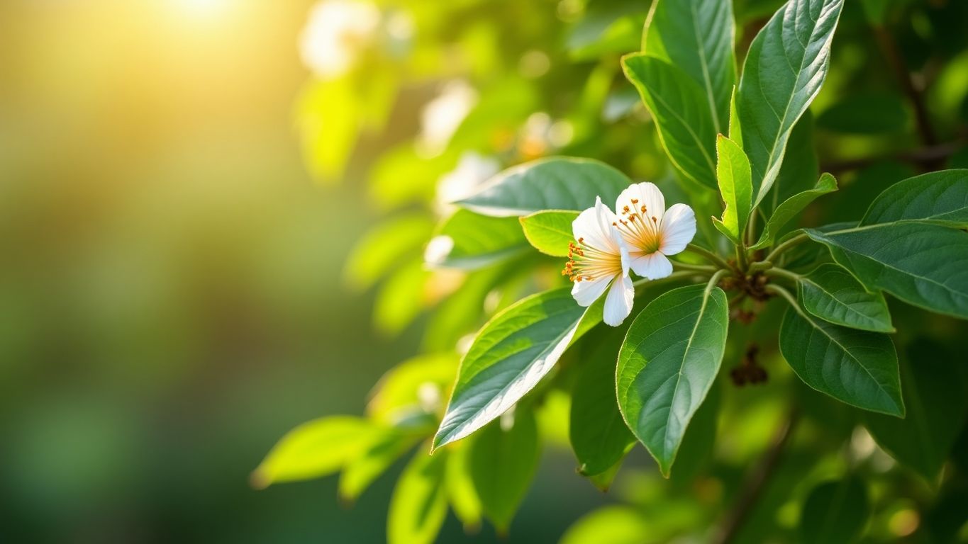 Árvore Resedá com folhas verdes e flores delicadas.