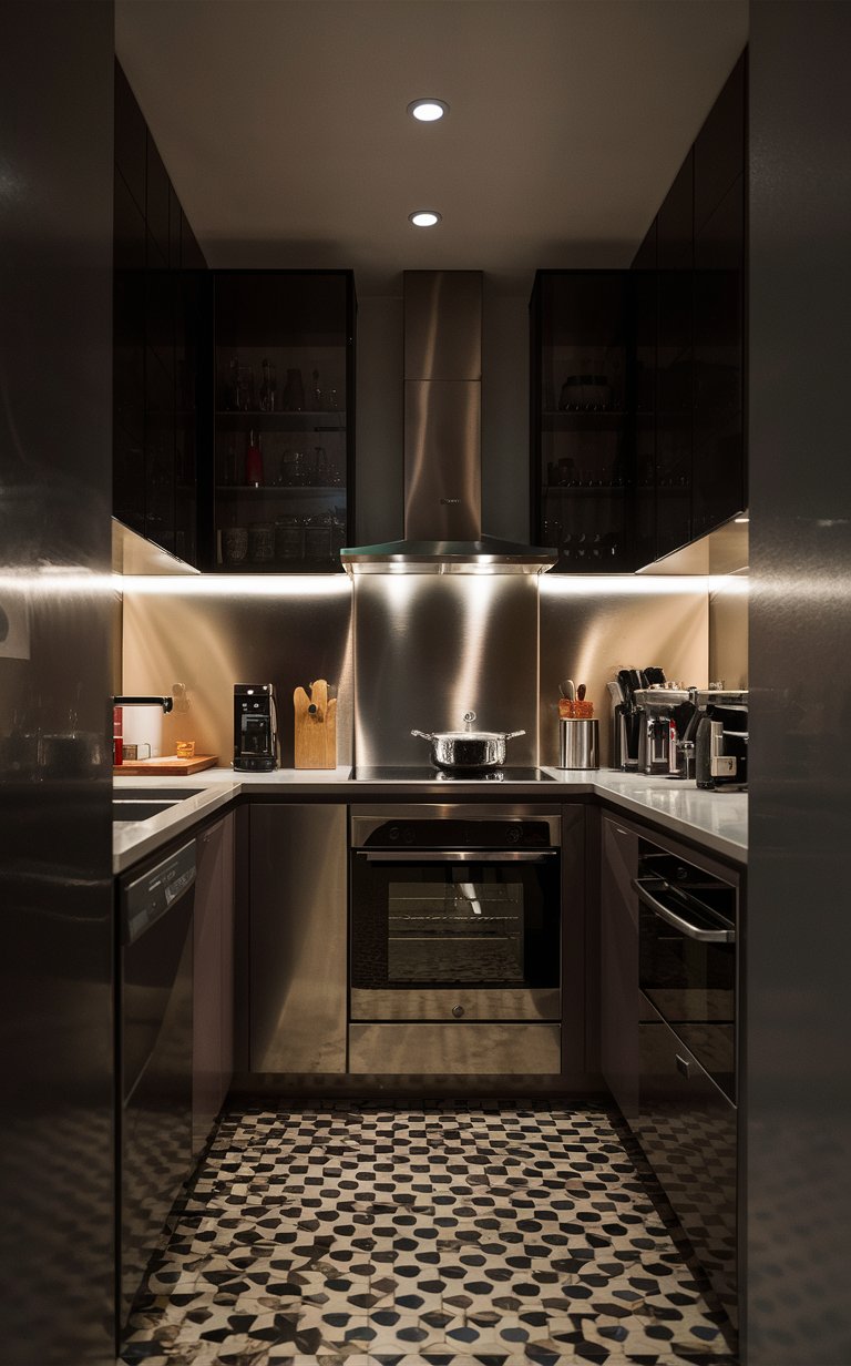 Stainless steel backsplashes are sleek, modern, and easy to clean. They’re great for small kitchens because they reflect light, making the space feel larger and more open.