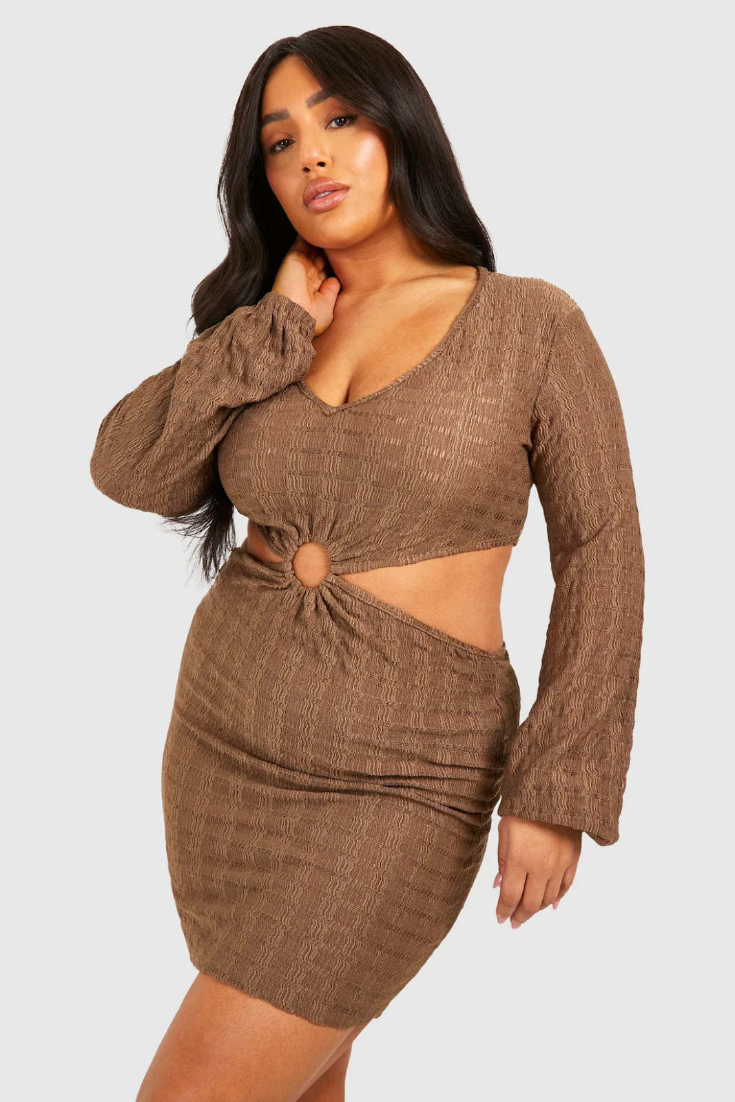 Plus Robe de Page en Jersey Tricoté Grande Taille à Anneau O