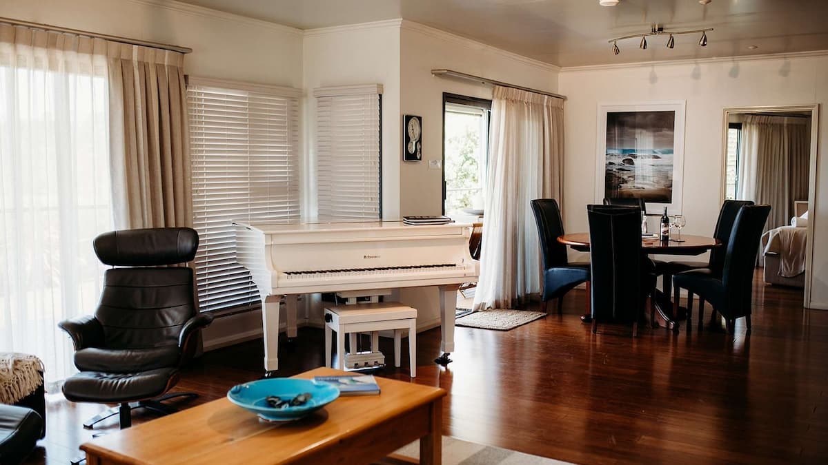 Living area with hard wood floors