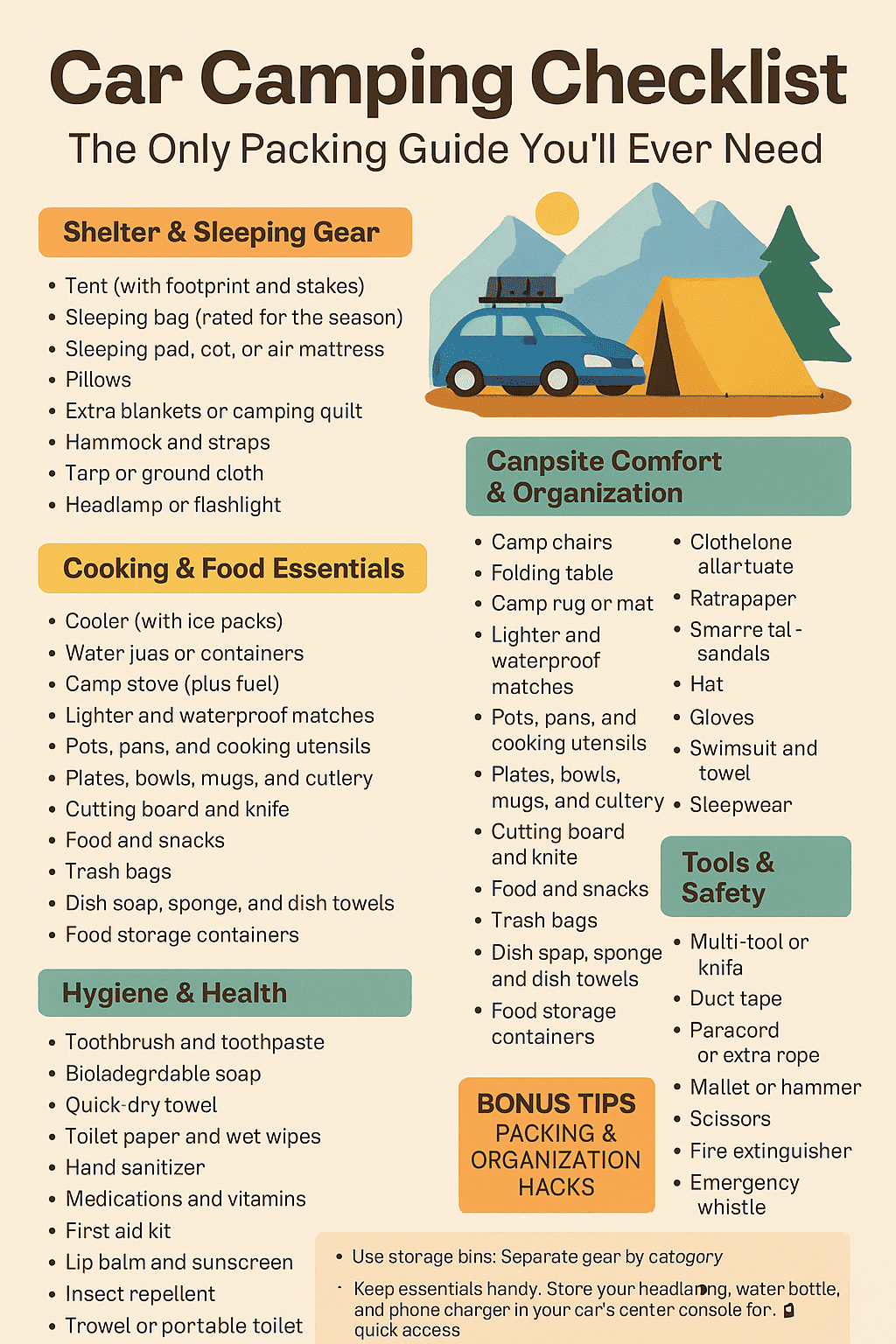 Car Camping Checklist: The Only Packing Guide You’ll Ever Need (Infographics)