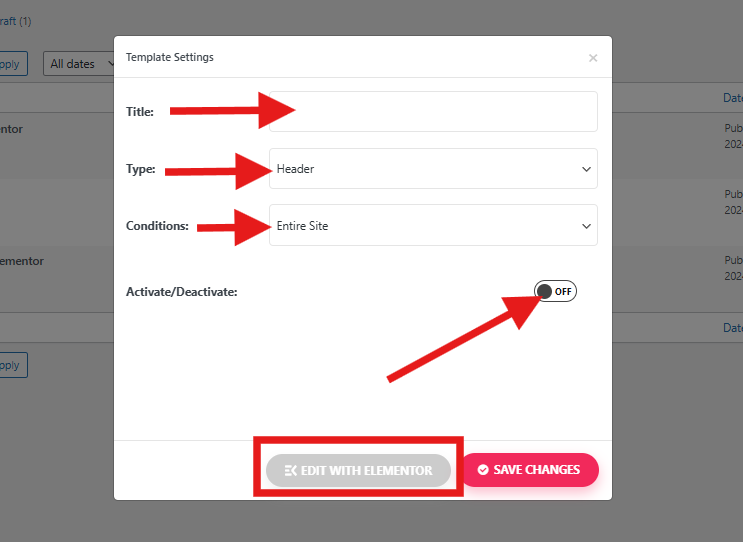 Completing template settings for Nav menu