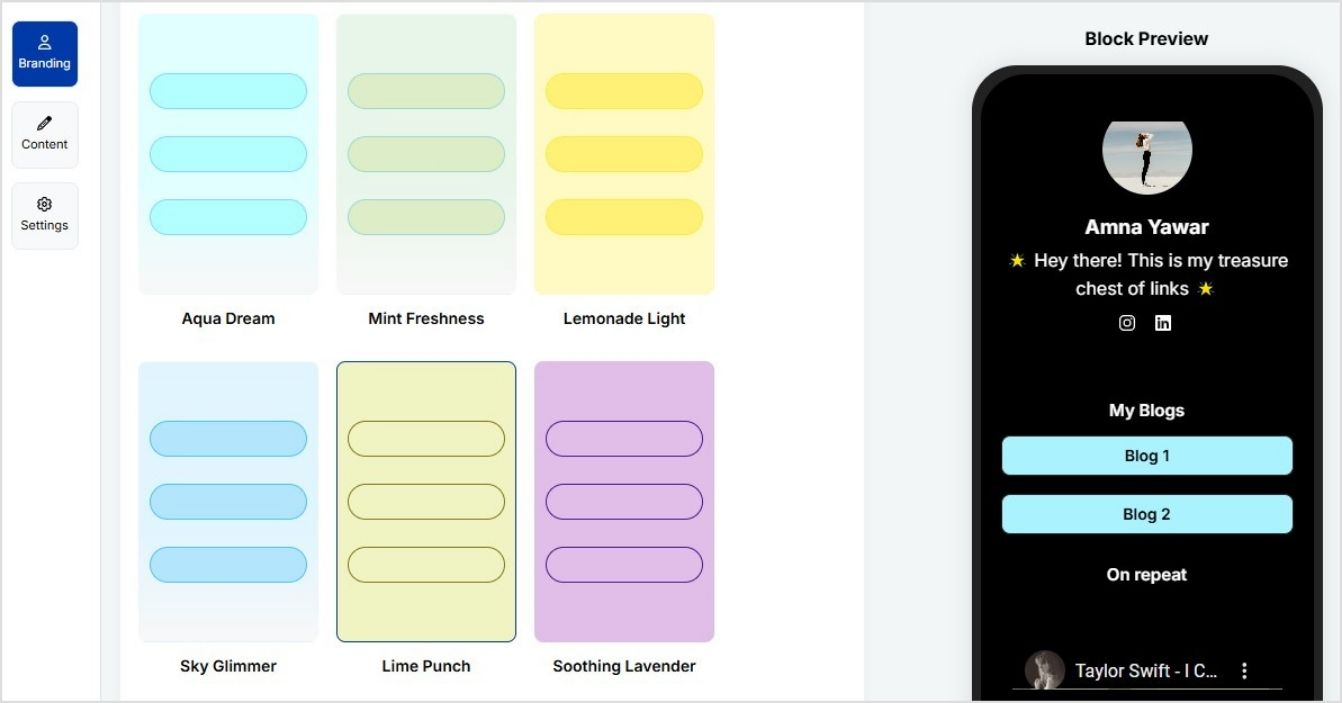 Bio link customization