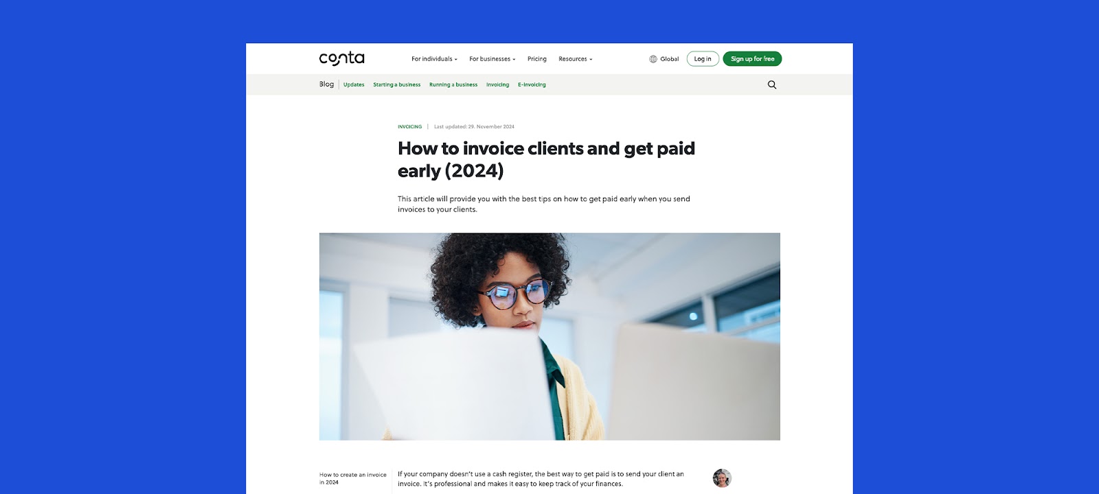 Free articles from Conta, the free invoice software