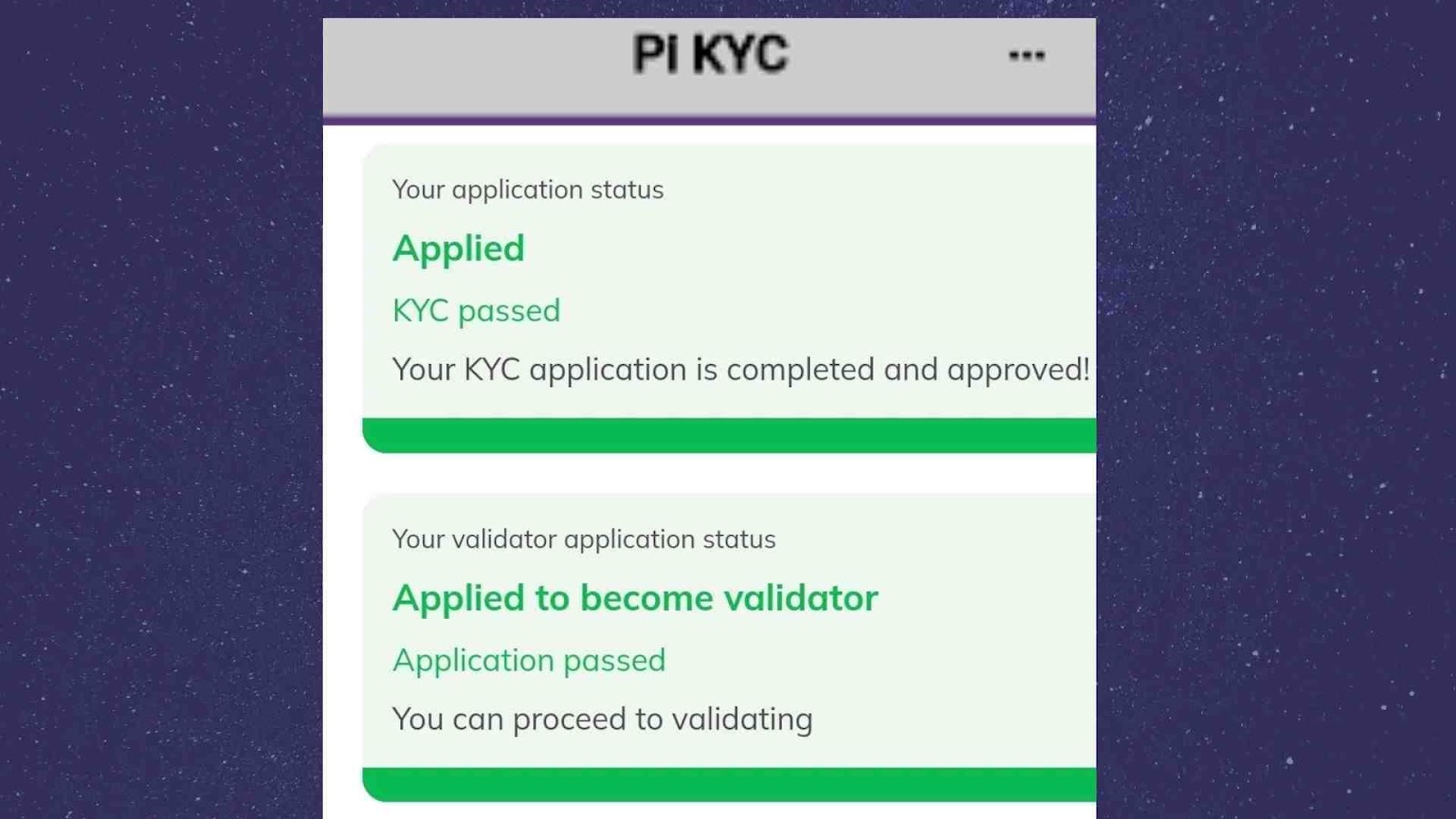 Pi Network KYC status