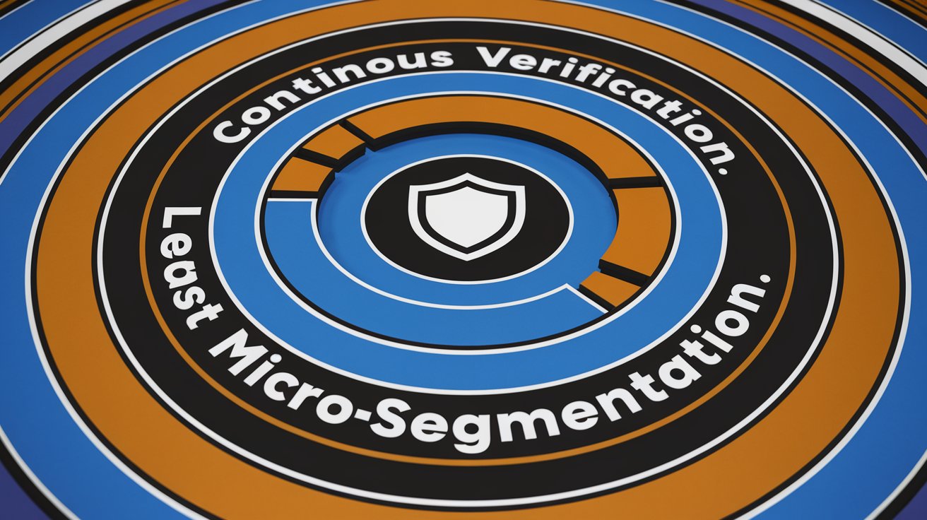 Core principles of Zero Trust represented through a layered security diagram