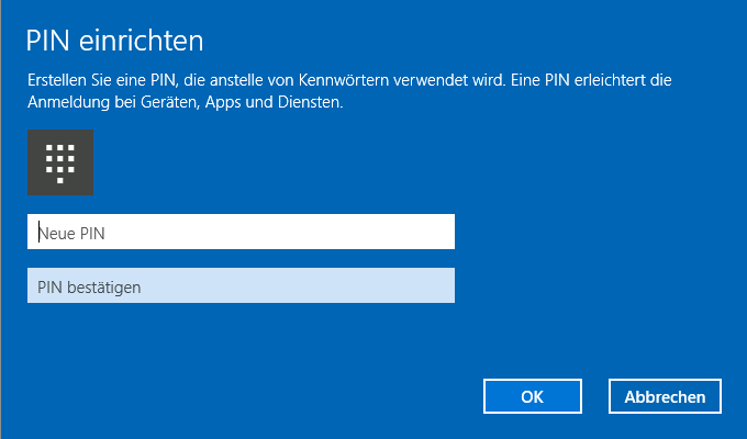 PIN zurücksetzen, wenn Windows PIN nicht verfügbar ist