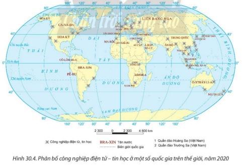 BÀI 30: ĐỊA LÍ CÁC NGÀNH CÔNG NGHIỆPI. CÔNG NGHIỆP KHAI THÁC THAN, DẦU KHÍCâu 1: Dựa vào bảng 30, hình 30.1, thông tin trong bài và hiểu biết của bản thân, em hãy:- Trình bày vai trò và đặc điểm cơ bản của công nghiệp khai thác than, dầu khí.- Nhận xét sự phân bố công nghiệp khai thác than, dầu khí trên thế giới.Gợi ý đáp án:a. Khai thác than:  - Cung cấp nguyên liệu, nhiên liệu cho các ngành kinh tế và đời sống xã hội.  - Cung cấp nguốn hàng xuất khẩu ở một số quốc gia.b. Khai thác dầu khí:  - Cung đấp nguồn nhiên liệu quan trọng trong sản xuất và đời sống.  - Sản xuất ra nhiều loại hoá phẩm, dược phẩm.  - Là nguồn thu ngoại tệ chủ yếu của nhiều quốc gia.* Đặc điểm cơ bản của công nghiệp khai thác than, dầu khí:a. Khai thác than: xuất hiện từ rất sớm, quá trình khai thác  gây tác động lớn đến môi trường.b. Khai thác dầu khí: xuất hiện sau công nghiệp khai thác than, cung cấp nguồn nhiên liệu dễ sử dụng, quá trình khai thác gây tác động lớn đến môi trường.* Sự phân bố công nghiệp khai thác than, dầu khí trên thế giới:a. Khai thác than:   - Sản lượng than khai thác toàn thế giới vẫn tiếp tục gia tăng: = từ 4,7 tỉ tấn (năm 1990) lên 7,7 tỉ tấn (năm 2020). b. Khai thác dầu khí:  - Sản lượng dầu khai thác toàn thế giới nhìn chung có sự gia tăng: từ 3,1 tỉ tấn (năm 1990) lên 4,1 tỉ tấn (năm 2020).   - Các quốc gia có sản lượng khai thác lớn là Hoa Kỳ, Liên bang Nga, A-rập Xê-út, Ca-na-đa, l-rác,....II. CÔNG NGHIỆP KHAI THÁC QUẶNG KIM LOẠICâu 2: Dựa vào hình 30.1, thông tin trong bài và hiểu biết của bản thân, em hãy:- Trình bày vai trò và đặc điểm của công nghiệp khai thác quặng kim loại.- Nhận xét sự phân bố công nghiệp khai thác quặng kim loại trên thế giới.Gợi ý đáp án:* Vai trò của công nghiệp khai thác quặng kim loại:  - Cung cấp nguyên liệu chủ yếu cho ngành công nghiệp luyện kim.   - Là nguồn hàng xuất khẩu ở một số quốc gia.* Đặc điểm của công nghiệp khai thác quặng kim loại:  - Công nghiệp khai thác quặng kim loại khá đa dạng.   - Việc khai thác tập trung ở một số loại quặng như bô-xít, đồng, sắt, vàng,... * Sự phân bố công nghiệp khai thác quặng kim loại trên thế giới:  - Quặng sắt: được khai thác nhiều ở Ô-xtrây-li-a, Bra-xin, Trung Quốc, Ấn Độ, ...  - Quặng bô-xít được khai thác nhiều ở Ô-xtrây-li-a, Trung Quốc, Ghi-nê ...  - Quặng vàng được khai thác nhiều ở Trung Quốc, Ô-xtrây-li-a, Liên bang Nga, ...  - Các khoáng sản khác như CHDC Công-gô, Pê-ru, Việt Nam,...III. CÔNG NGHIỆP ĐIỆN LỰCCâu 3: Dựa vào thông tin trong bài kết hợp quan sát hình 30.2, hình 30.3 và hiểu biết của bản thân, em hãy:- Trình bày vai trò và đặc điểm của công nghiệp điện lực.- Nhận xét sự phân bố công nghiệp điện lực trên thế giới.Gợi ý đáp án:* Vai trò của công nghiệp điện lực:  - Là cơ sở năng lượng thiết yếu để phát triển các ngành kinh tế  - Là nhân tố quan trọng trong phân bố các ngành công nghiệp hiện đại   - Góp phần nâng cao đời sống văn hoá, củng cố an ninh quốc phòng.* Đặc điểm của công nghiệp điện lực: cơ cấu sản lượng điện khá đa dạng và có sự thay đổi theo thời gian. * Sự phân bố công nghiệp điện lực trên thế giới: Sản lượng điện toàn thế giới không ngừng tăng=> Các quốc gia có sản lượng điện lớn là những quốc gia có nền kinh tế phát triển hoặc dân số đông nên nhu cầu tiêu thụ điện rất lớn như Trung Quốc, Hoa Kỳ, Ấn Độ, Liên bang Nga, Nhật Bản,.. IV. CÔNG NGHIỆP ĐIỆN TỬ - TIN HỌCCâu 4: Dựa vào hình 30.4, thông tin trong bài và hiểu biết của bản thân, em hãy:- Trình bày vai trò và đặc điểm của công nghiệp điện tử - tin học.- Nhận xét sự phân bố công nghiệp điện tử - tin học trên thế giới.Gợi ý đáp án:* Vai trò của công nghiệp điện tử - tin học:  - Có vị trí then chốt trong nền kinh tế và tác động lan toả mạnh mẽ đến các ngành công nghiệp khác.  - Sản phẩm của công nghiệp điện tử - tin học đã trở thành lực lượng sản xuất trực tiếp.  - Thúc đẩy sự xuất hiện của nhiều ngành có hàm lượng khoa học - kĩ thuật cao, làm thay đổi cơ bản cơ cấu lao động và trình độ lao động trên thế giới.* Đặc điểm của công nghiệp điện tử - tin học:  - Là ngành công nghiệp trẻ, phát triển bùng nổ từ năm 1990 trở lại đây.  - Khá đa dạng  - Là ngành công nghiệp yêu cầu nguồn lao động có trình độ chuyên môn kĩ thuật cao* Sự phân bố: hầu hết các nước phát triển và ở nhiều nước đang phát triển V. CÔNG NGHIỆP SẢN XUẤT HÀNG TIÊU DÙNGCâu 5: Dựa vào hình 30.5, thông tin trong bài và hiểu biết của bản thân, em hãy:- Trình bày vai trò và đặc điểm của công nghiệp sản xuất hàng tiêu dùng.- Giải thích vì sao công nghiệp sản xuất hàng tiêu dùng phân bố rộng rãi ở nhiều quốc gia, kể cả các quốc gia đang phát triển.Gợi ý đáp án:* Vai trò của công nghiệp sản xuất hàng tiêu dùng:  - Tạo ra các sản phẩm phục vụ nhu cầu tiêu dùng hằng ngày của người dân.  - Nhiều sản phẩm của ngành là mặt hàng có giá trị xuất khẩu.  - Góp phần giải quyết việc làm và nâng cao thu nhập cho người dân.* Đặc điểm của công nghiệp sản xuất hàng tiêu dùng:  - Cơ cấu công nghiệp sản xuất hàng tiêu dùng đa dạng: dệt - may, da giày, giấy - in, văn phòng phẩm,...  - Vốn đầu tư thường ít, quy trình sản xuất đơn giản hơn các ngành công nghiệp khác, thời gian sản xuất ngắn.  - Công nghiệp sản xuất hàng tiêu dùng là ngành thường gây ô nhiễm môi trường trong quá trình sản xuất.* Công nghiệp sản xuất hàng tiêu dùng phân bố rộng rãi ở nhiều quốc gia, kể cả các quốc gia đang phát triển vì: Ngành công nghiệp sản xuất hàng tiêu dùng thuộc ngành công nghiệp nhẹ, chủ yếu cung cấp vật phẩm tiêu dùng hàng ngày cho con người.VI. CÔNG NGHIỆP THỰC PHẨMCâu 6: Dựa vào thông tin trong bài, hình 30.5 và hiểu biết của bản thân, em hãy:- Trình bày vai trò và đặc điểm của công nghiệp thực phẩm.- Nhận xét và giải thích đặc điểm phân bố công nghiệp thực phẩm.Gợi ý đáp án:* Vai trò của công nghiệp thực phẩm:  - Cung cấp các sản phẩm nhằm đáp ứng nhu cầu ăn, uống hằng ngày của con người.  - Góp phần thúc đẩy sự phát triển ngành sản xuất nông nghiệp, thuỷ sản.  - Là nguyên liệu cho một số ngành công nghiệp khác.  - Cung cấp nguồn hàng xuất khẩu ở một số quốc gia.  - Tạo việc làm và nâng cao thu nhập cho người dân.* Đặc điểm của công nghiệp thực phẩm:  - Đa dạng về cơ cấu ngành: chế biến, bảo quản thịt và các sản phẩm từ thịt; chế biến, bảo quản thuỷ sản và các sản phẩm từ thuỷ sản; chế biến và bảo quản rau quả; sản xuất dầu, mỡ động, thực vật; chế biến sữa và các sản phẩm từ sữa; xay xát và sản xuất bột;...  - Vốn đầu tư thường ít, thời gian thu hồi vốn nhanh.  - Phụ thuộc nhiều vào nguồn lao động, thị trường tiêu thụ, nguồn nguyên liệu.* Phân bố ngành công nghiệp thực phẩm: đang phát triển mạnh và phân bố rộng rãi trên thế giới. Đây là ngành công nghiệp nhẹ, chủ yếu cung cấp vật phẩm tiêu dùng hàng ngày cho con người như: sữa, đồ hộp, rượu, bia, nước ngọt...LUYỆN TẬPCâu 1: Hãy vẽ sơ đồ thể hiện cơ cấu sản phẩm công nghiệp điện tử - tin học.Gợi ý đáp án:Câu 2: Cho ví dụ về một số sản phẩm của ngành công nghiệp thực phẩm.Gợi ý đáp án:Bia: Hà Nội, Sài Gòn, Việt Hà, Tiger, Heniken,...Rượu: Pháp, Nga, vang Đà Lạt,...Nước giải khát: Cocacola, Pepsi,...Sữa: vinamilk, Hà Lan, TH true milk, Mộc Châu,...VẬN DỤNG