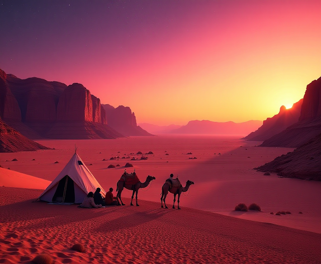 Journey through the red sands and towering sandstone cliffs of Wadi Rum, a desert wonderland rich in Bedouin culture and history. Perfect for adventure and stargazing. Keywords: Wadi Rum, Jordan, desert, natural wonder, travel photography