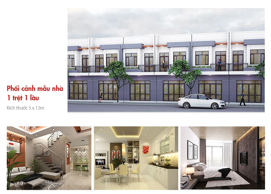 Phối cảnh mẫu nhà 1 trệt 1 lầu