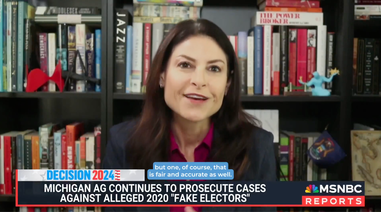 Screenshot of Dana Nessel on MSNBC