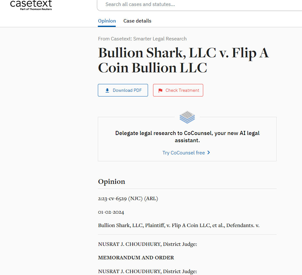 Bullion Shark lawsuit