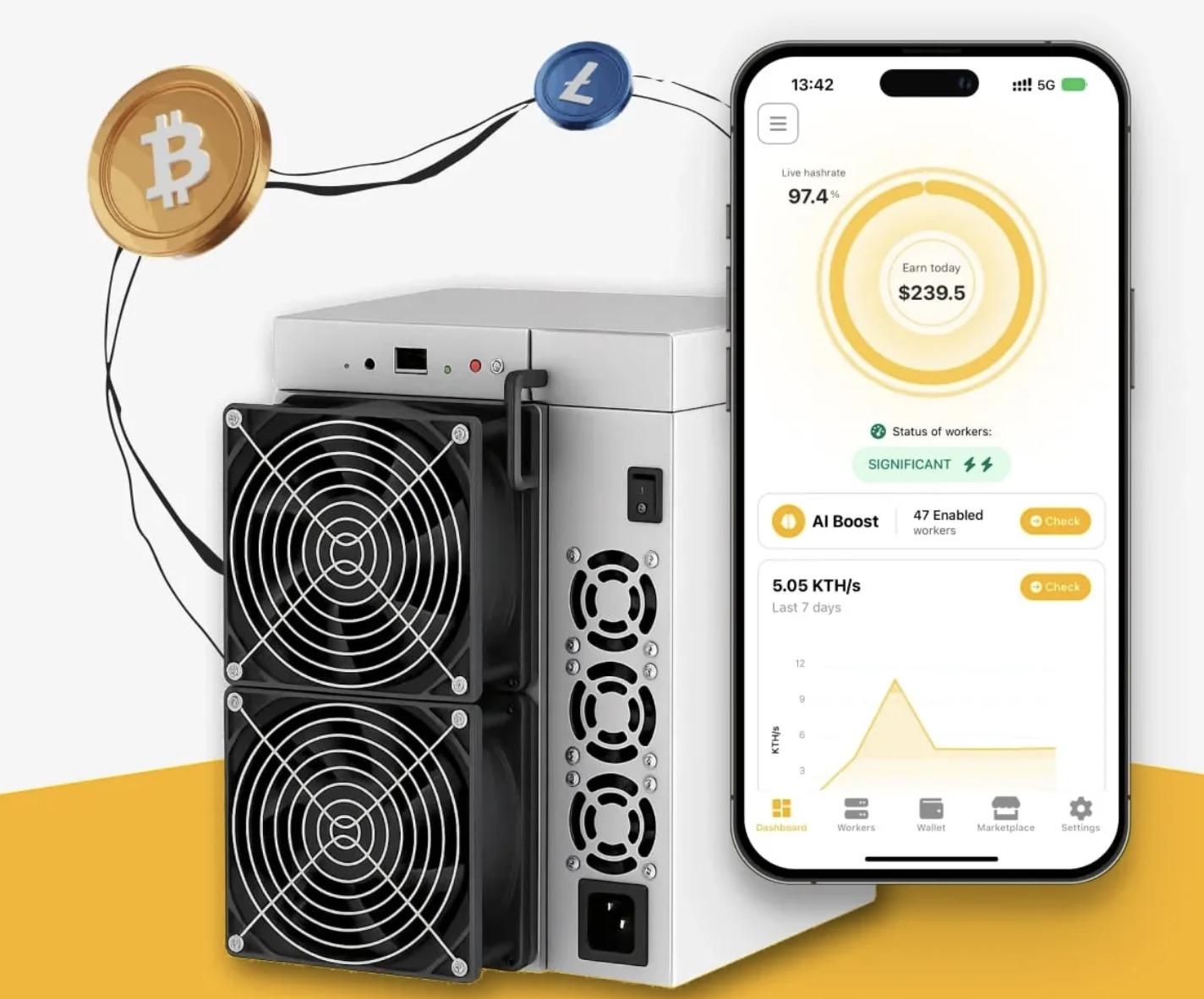 A phone and a device with a screen showing a bitcoin graph

AI-generated content may be incorrect.
