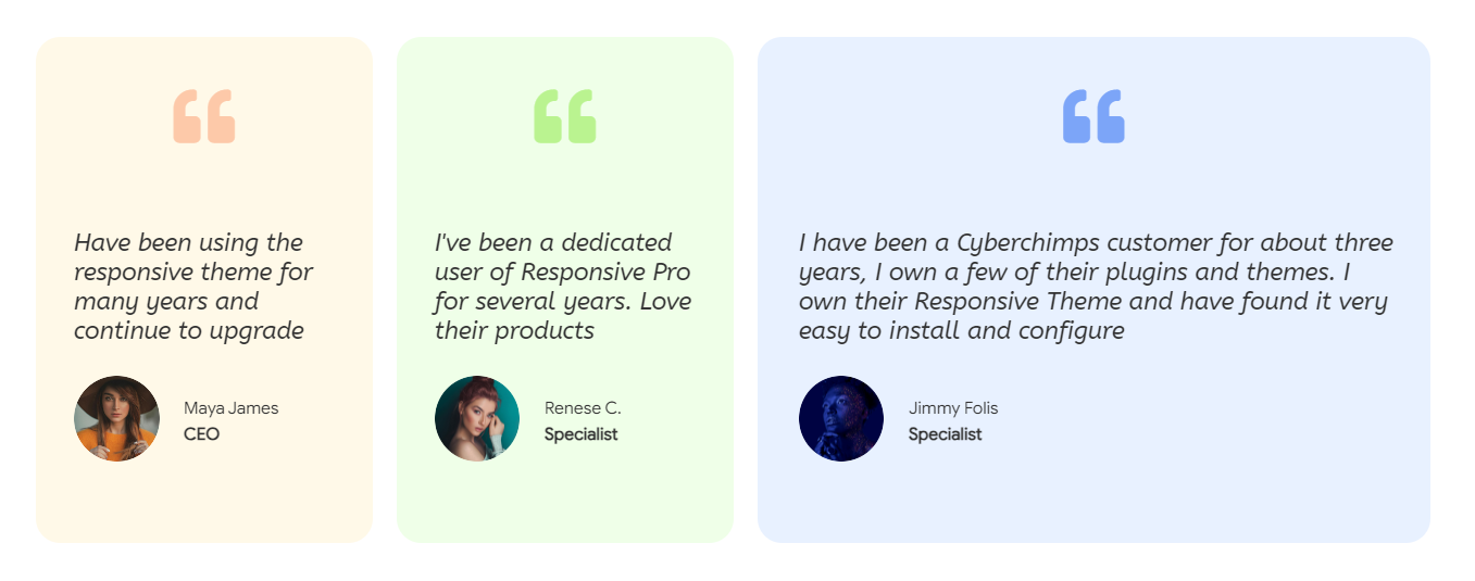 Testimonial slider built using RAE example