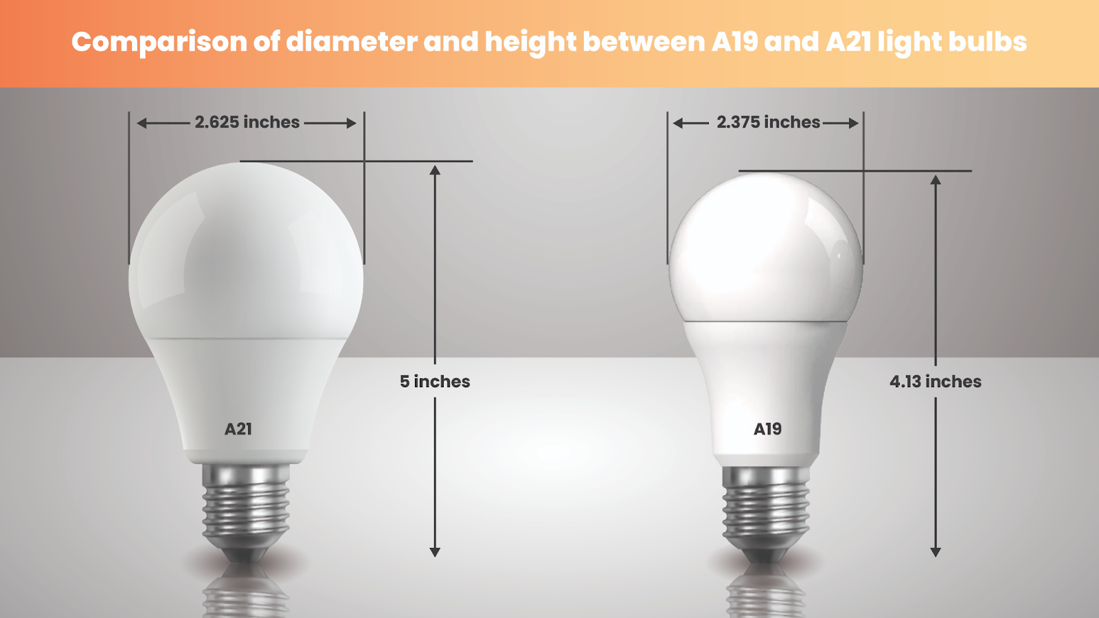 Comparison between A19 and A21 light bulbs