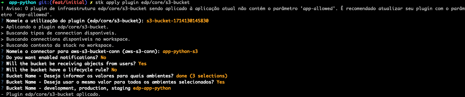 Imagem do conteúdo sobre Plataforma de desenvolvimento, onde há um exemplo dos Plugins aplicando o S3 Bucket.