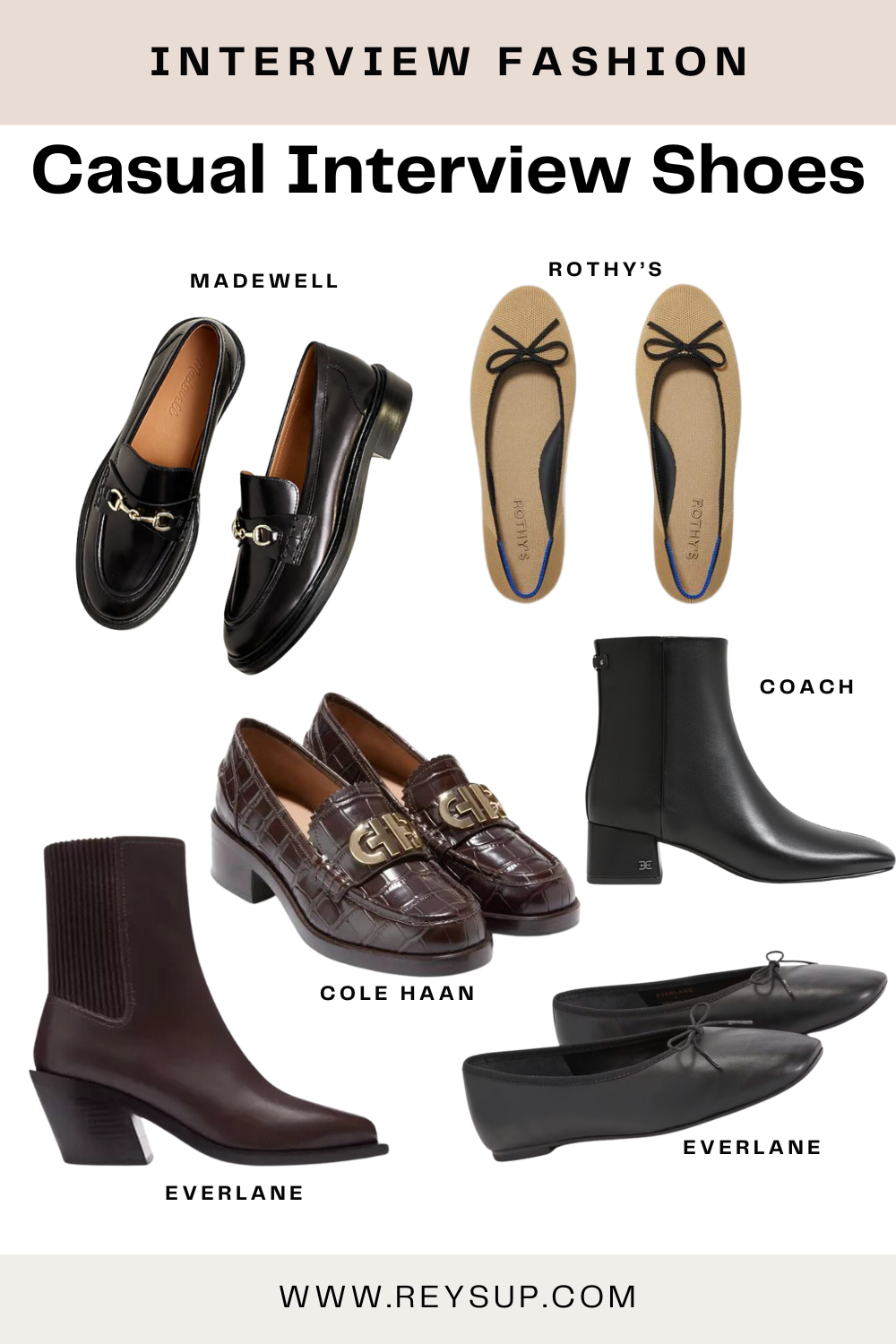 Shoe options for Fall Casual Interview Outfits