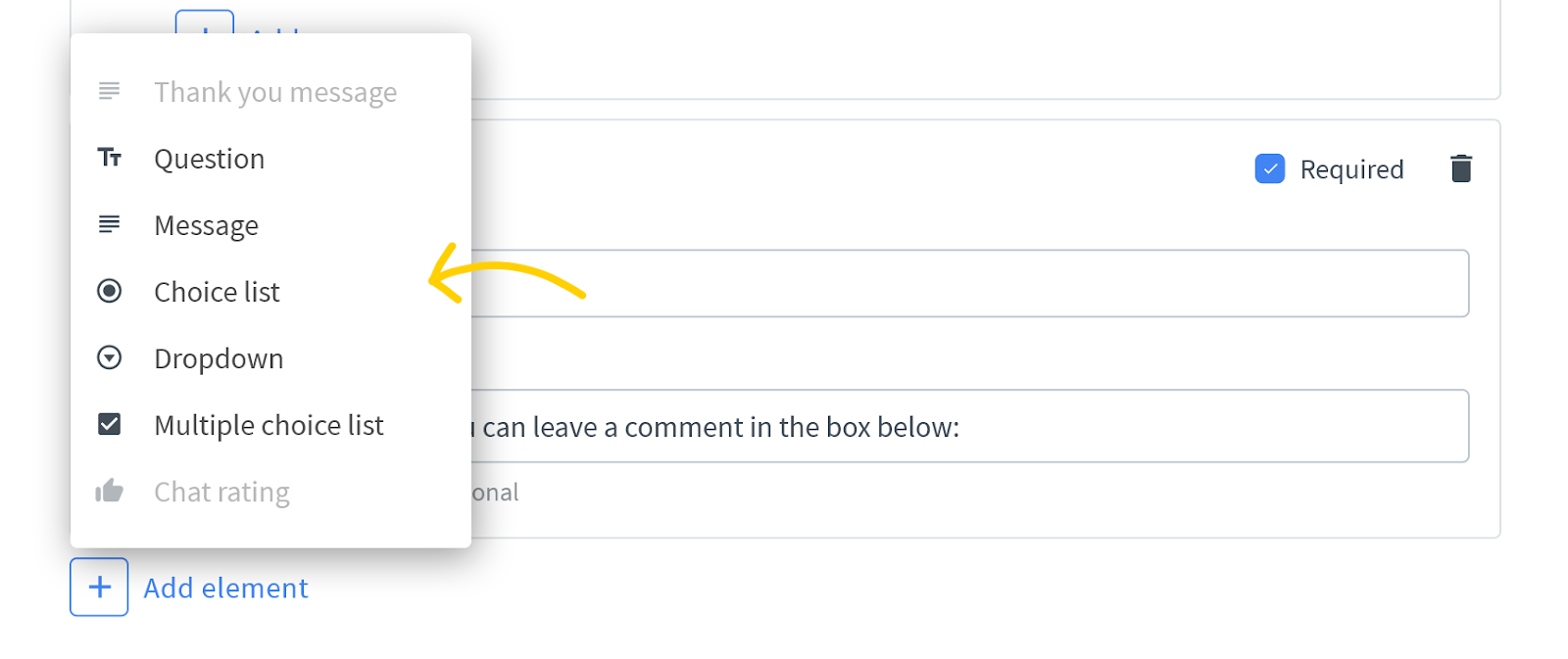 Choose a post form field type.