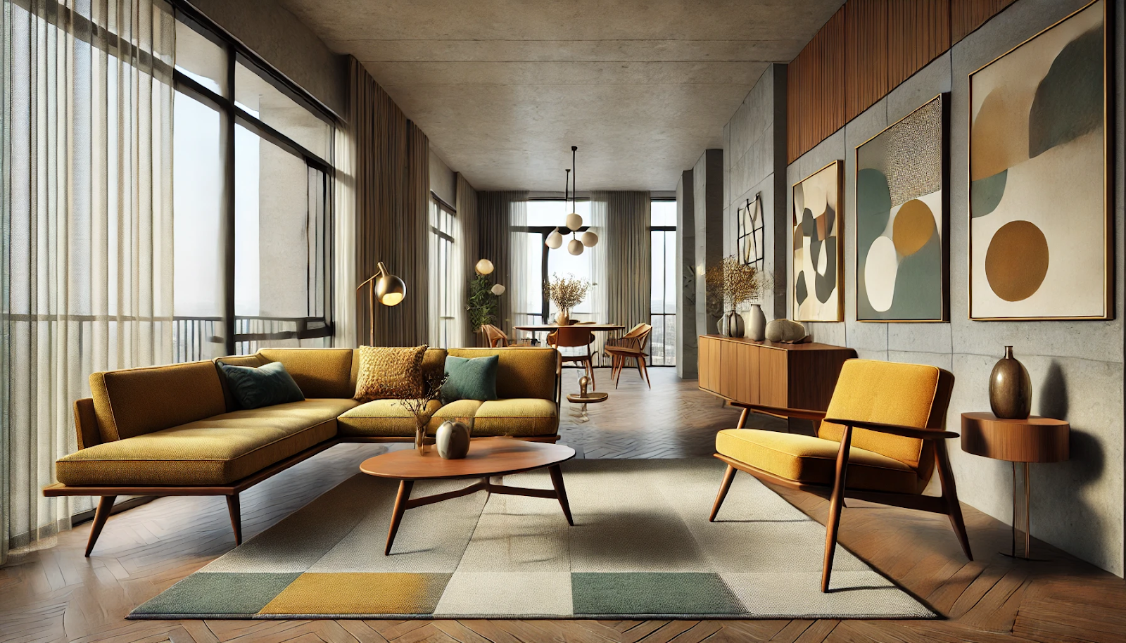 Mid-Century Modern Condo Living Room Design