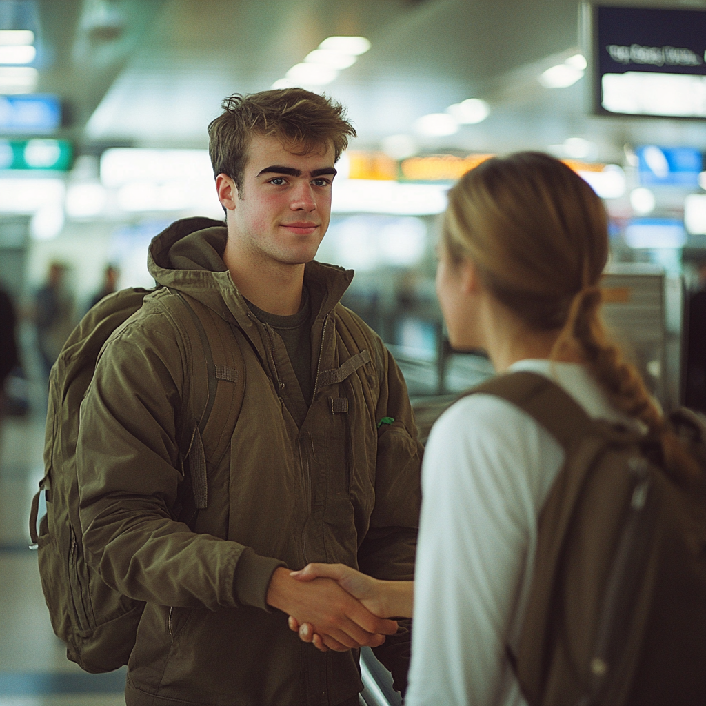 A man shakes hands with a woman | Source: Midjourney