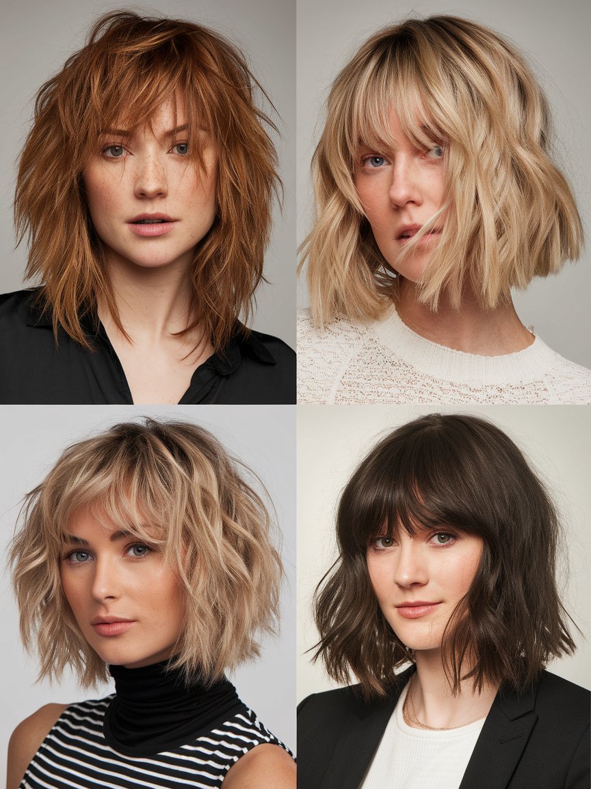 23. Jaw Length Choppy Bob with Bangs