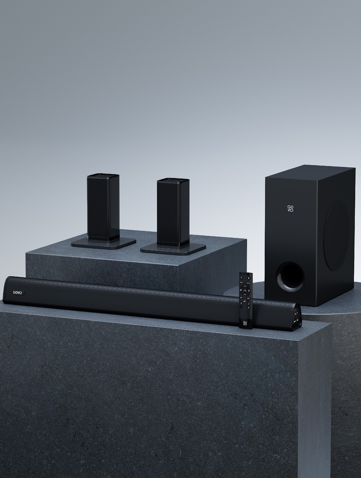 gosurround 945 have soundbar with woofer and 2 satellite speakers