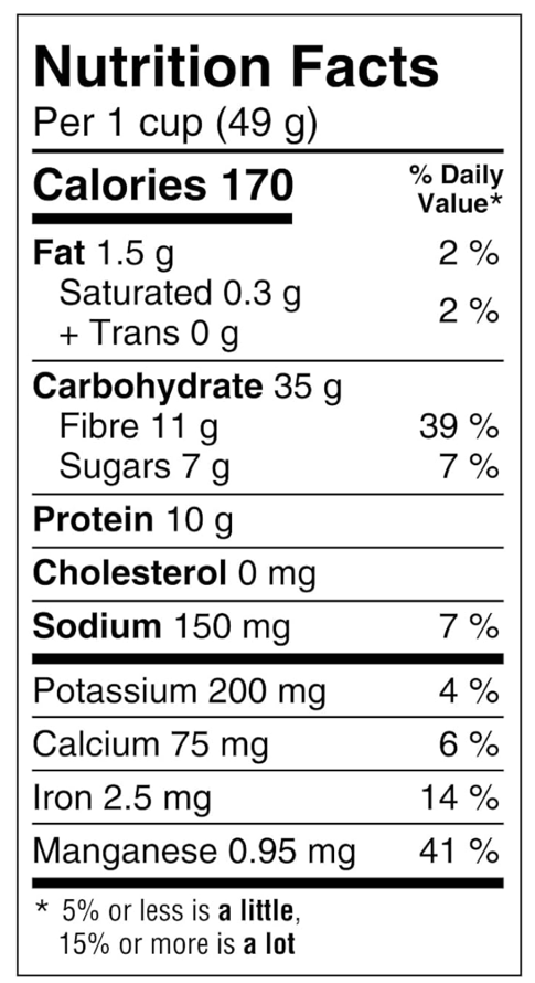 A close-up of a nutrition label from Kashi Go Original Cereal. 