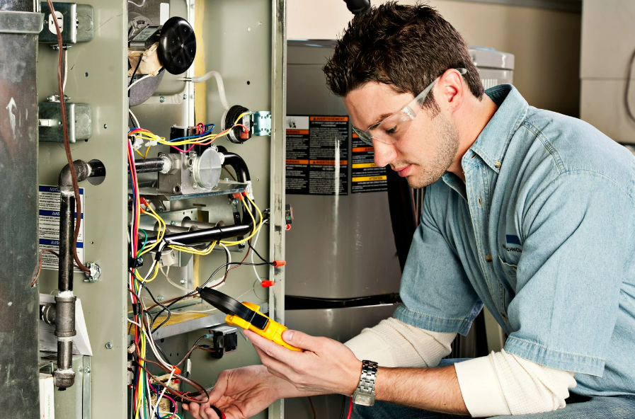 field service technician working on a job