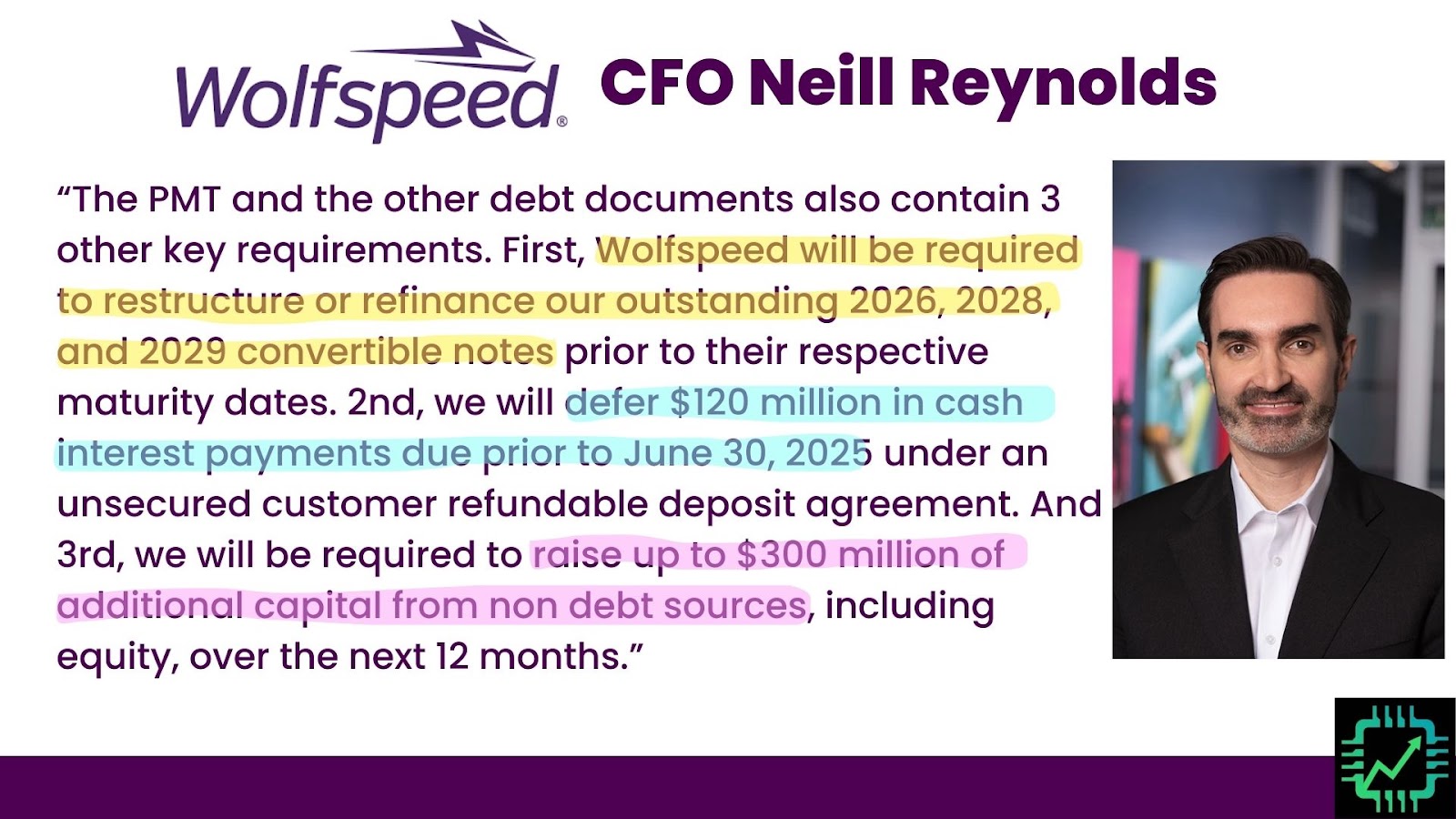CFO Reynolds explaining provisions for the funding round in 2024.