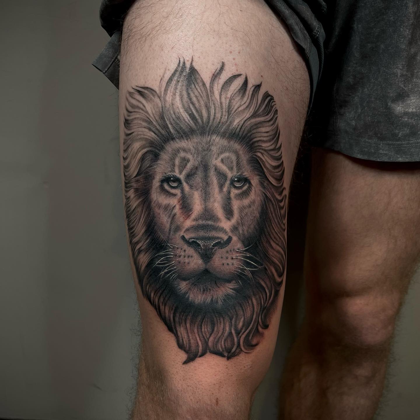 Lion Thigh Tattoo
