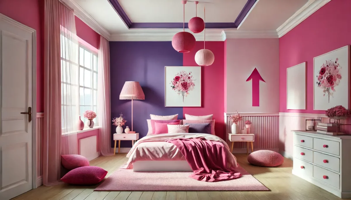 Orchid Purple and Rose Pink Bedroom Colour Combination