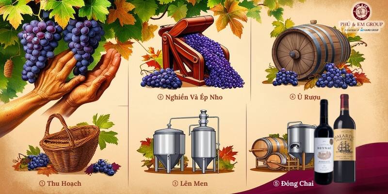 Các bước làm ra rượu vang Cabernet Sauvignon tuyệt đỉnh