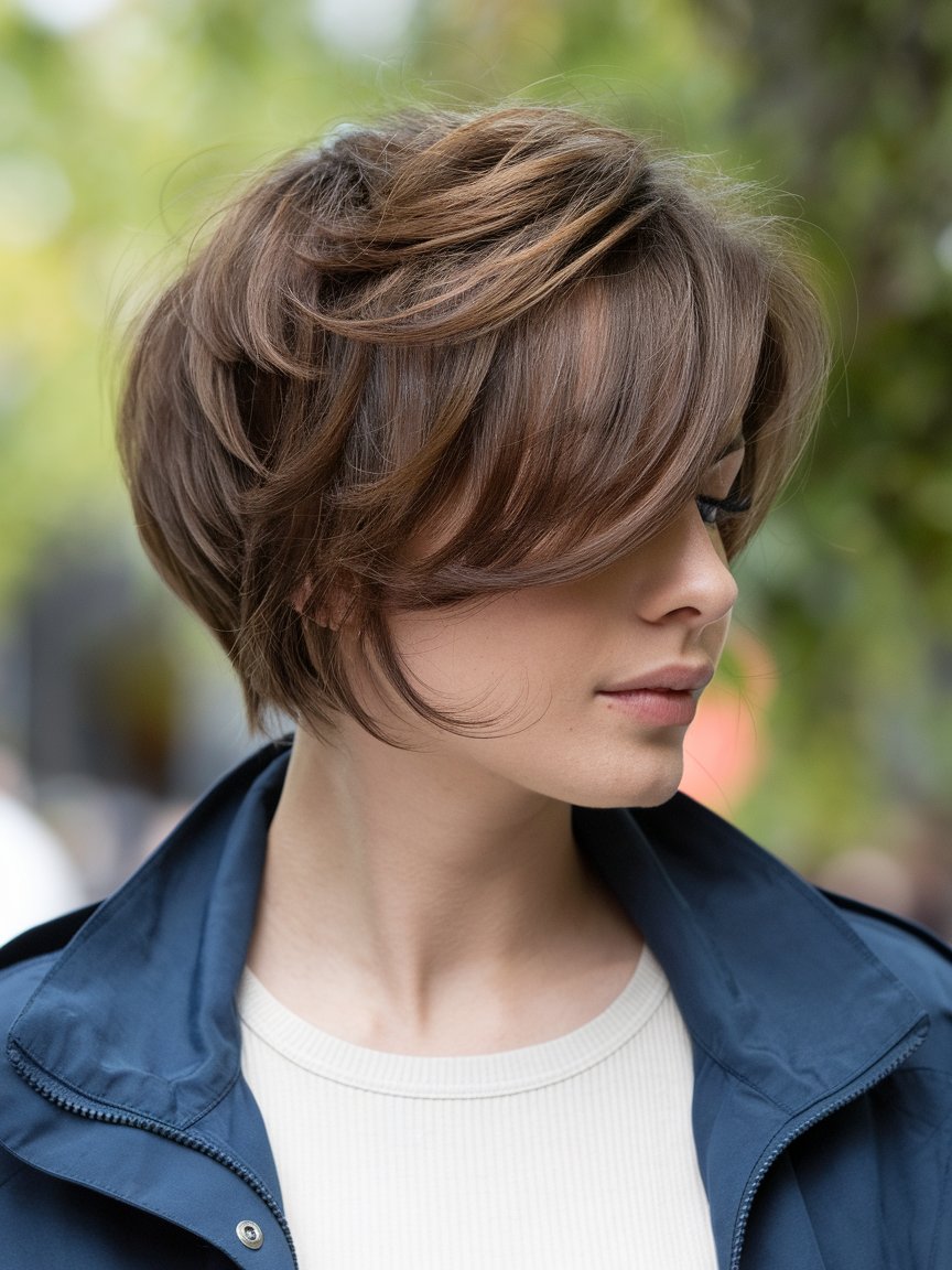 24. Low-maintenance pixie with Soft Layers