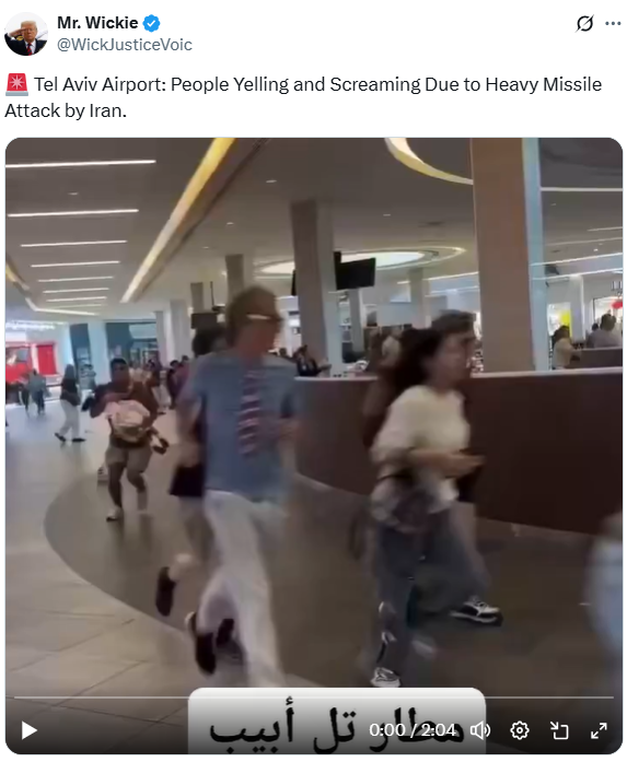 Recently, social media users shared a video claiming to show chaos at Tel Aviv airport as people ran during a heavy missile attack by Iran.