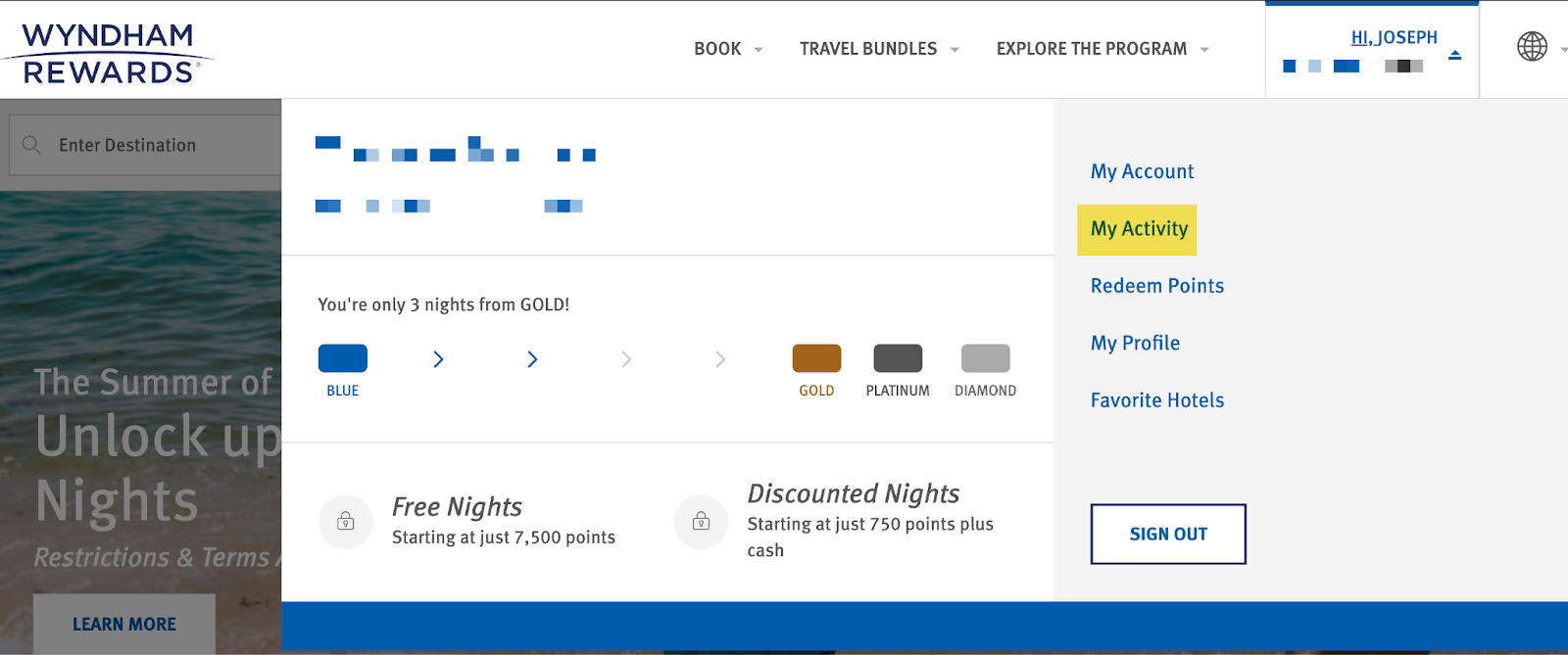 Wyndham Rewards account