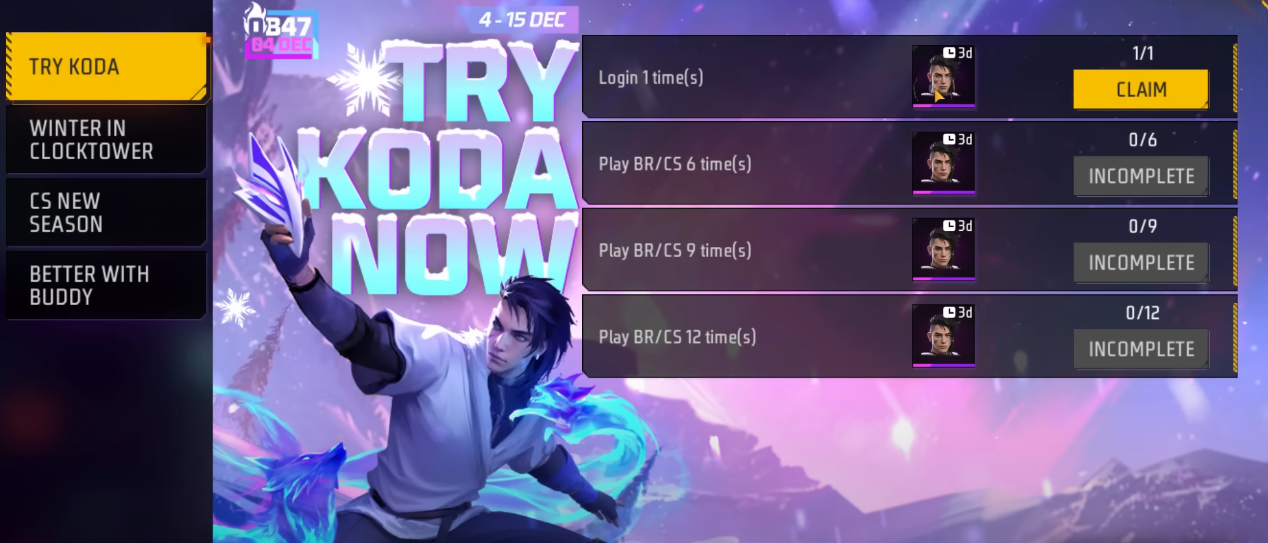 Free Fire Max: How to Unlock the New Character Koda in OB47 Update