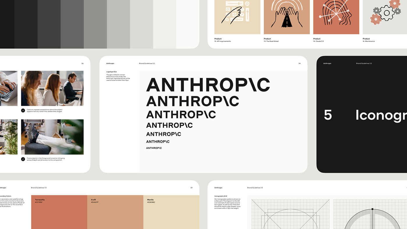 Image from the Seamlessly Crafting AI Branding and Visual Identity for Anthropic article on Abduzeedo