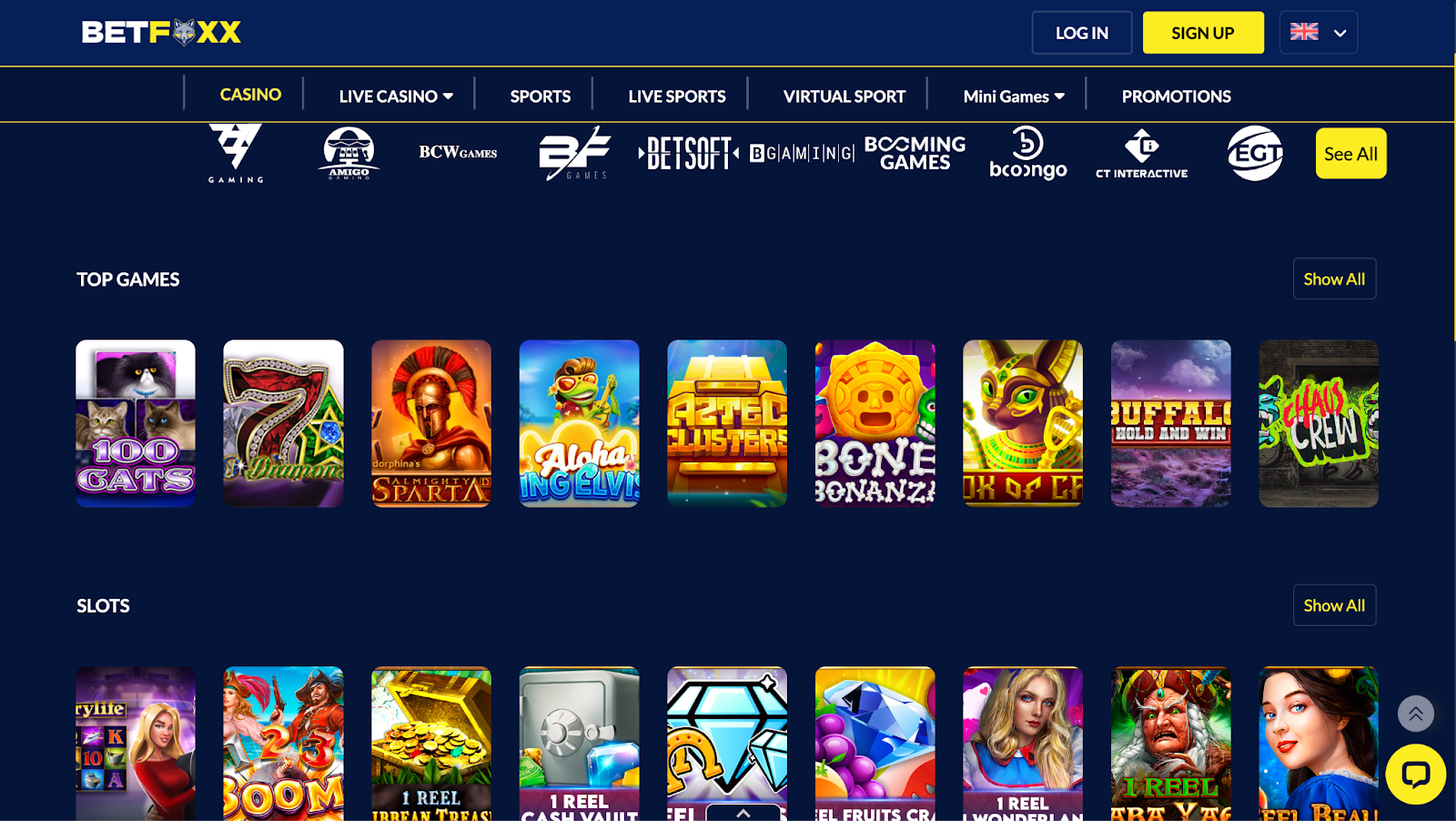 Betfoxx casino games