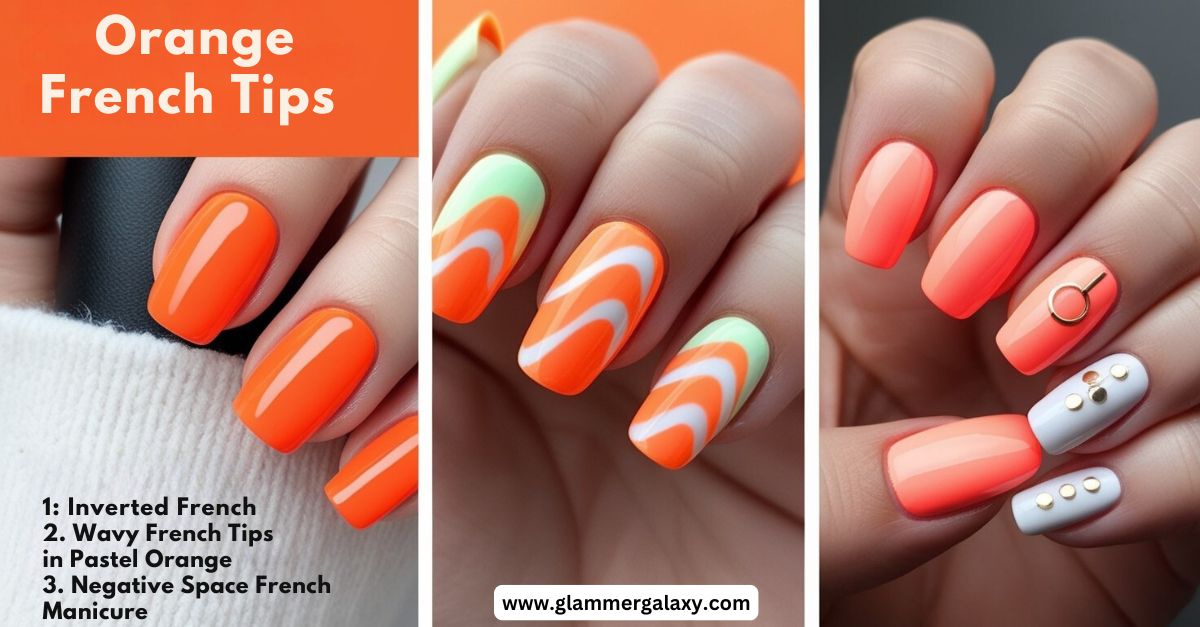 Orange French Nail Tips