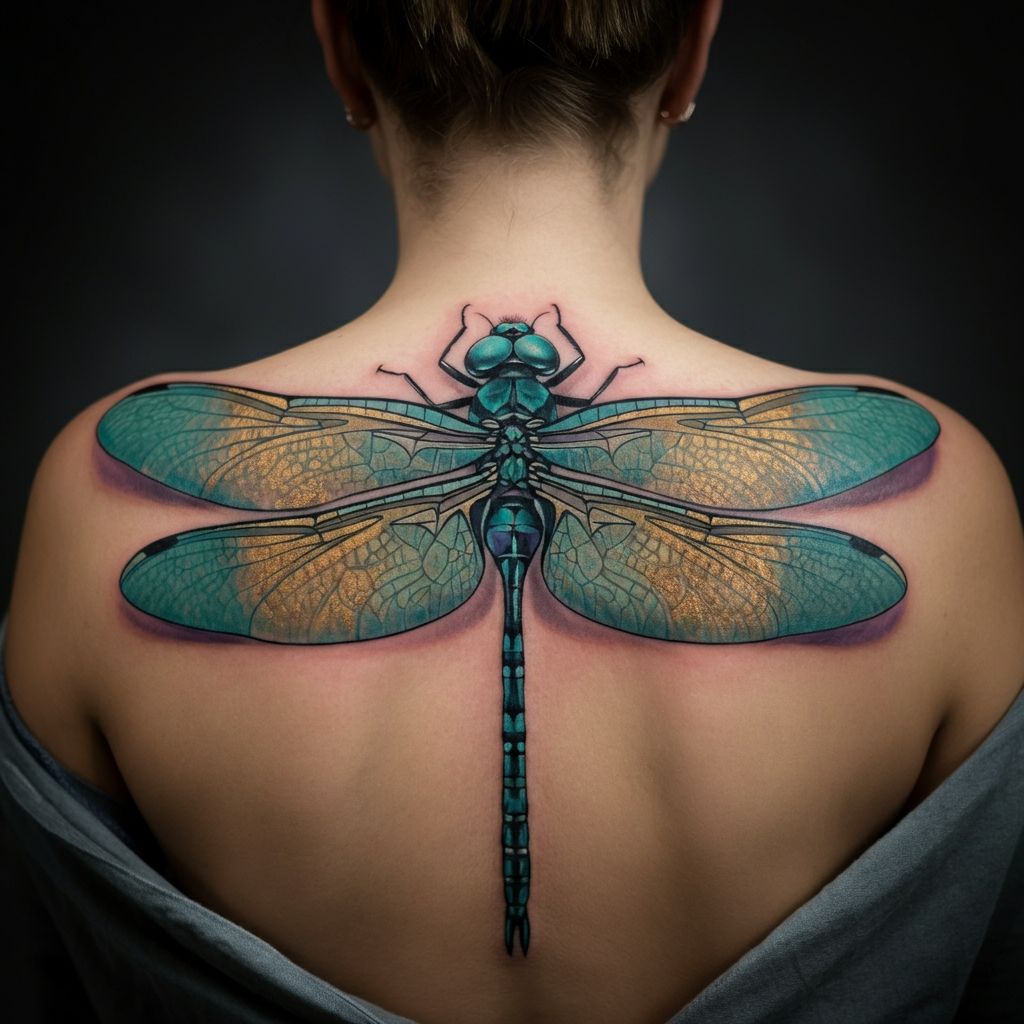 Realistic Dragonfly Tattoos