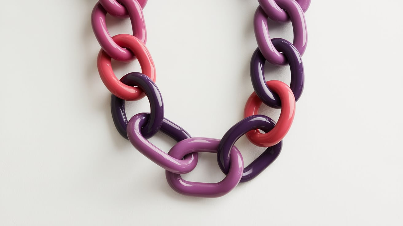 J Crew Raspberry Purple Enamel Link Strand Necklace