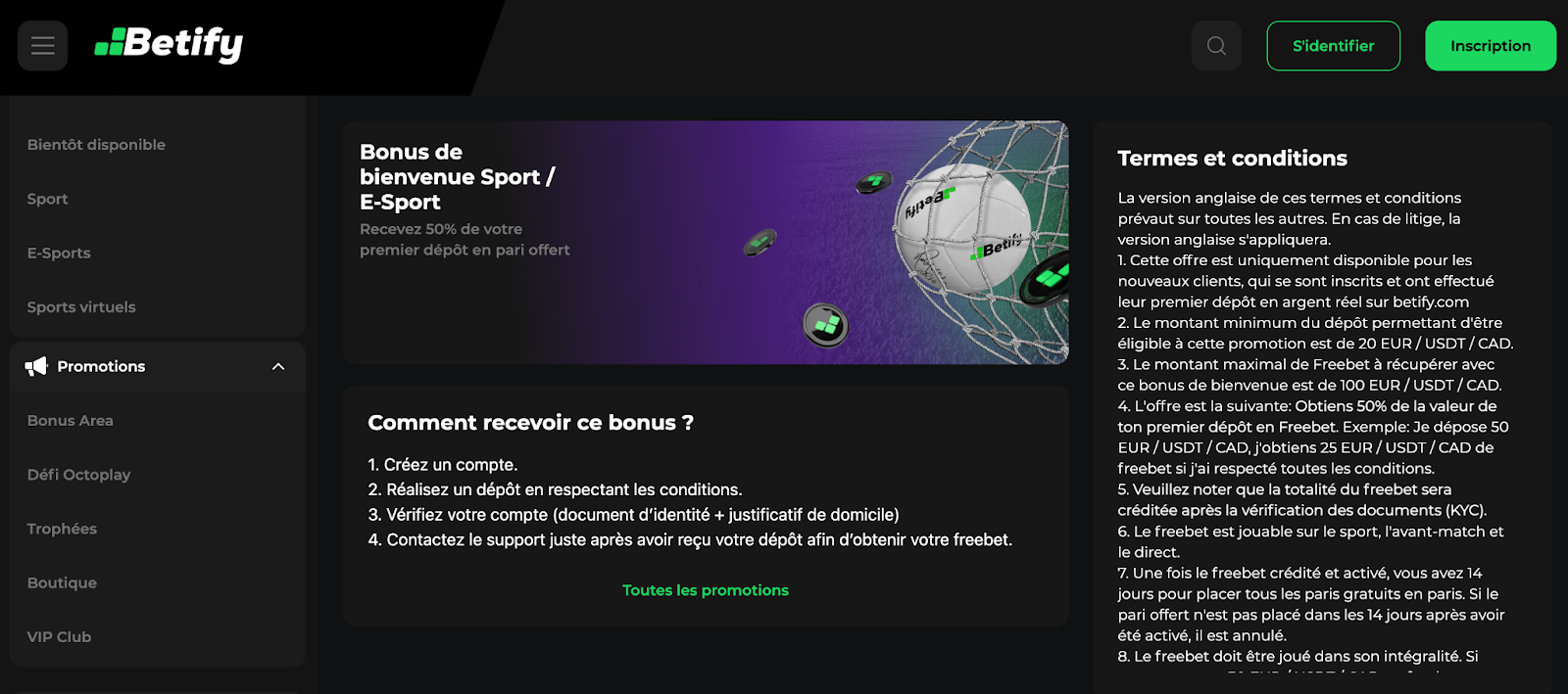 Bonus de bienvenue esport Betify