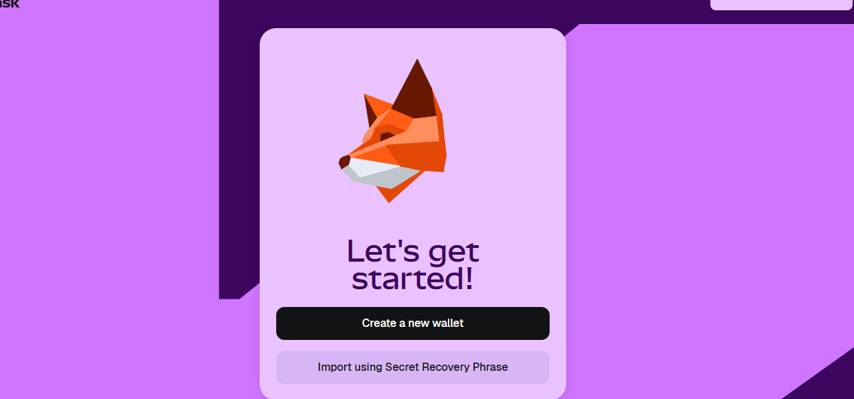 Metamask Wallet Creation Step 1