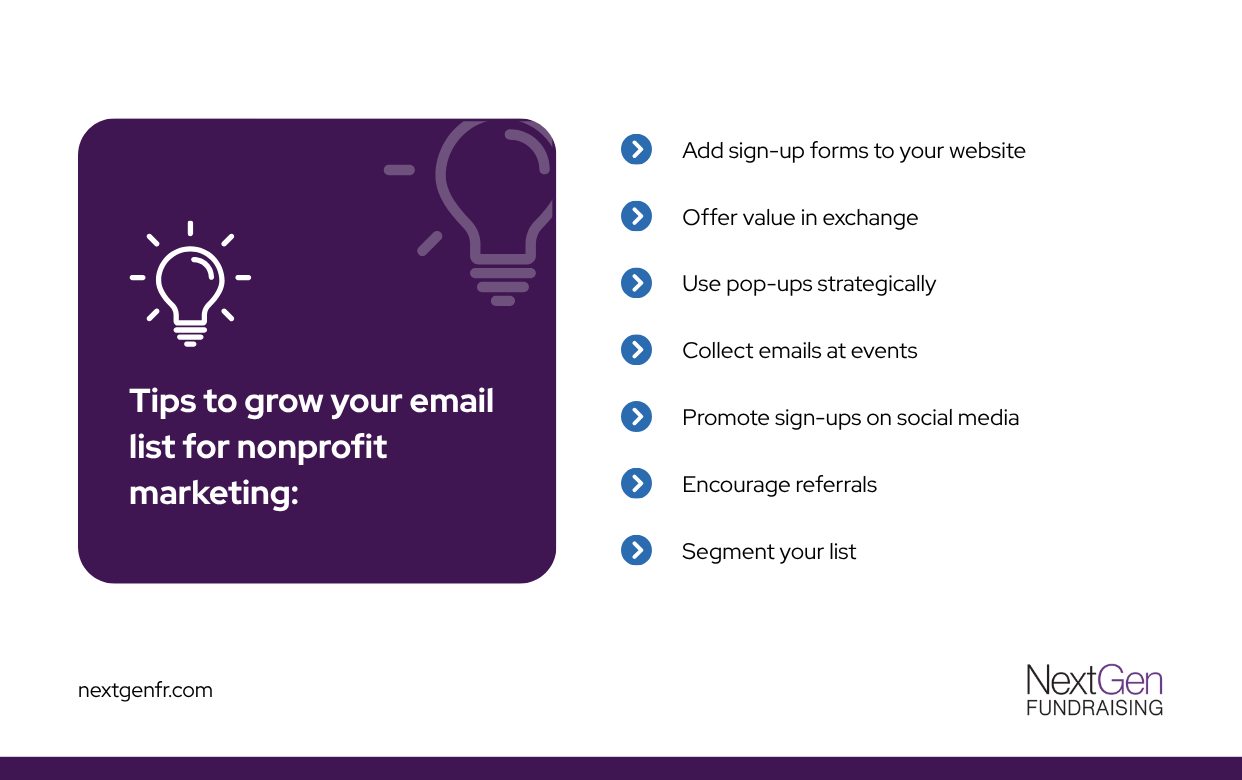 Tips to grow your nonprofit email list 