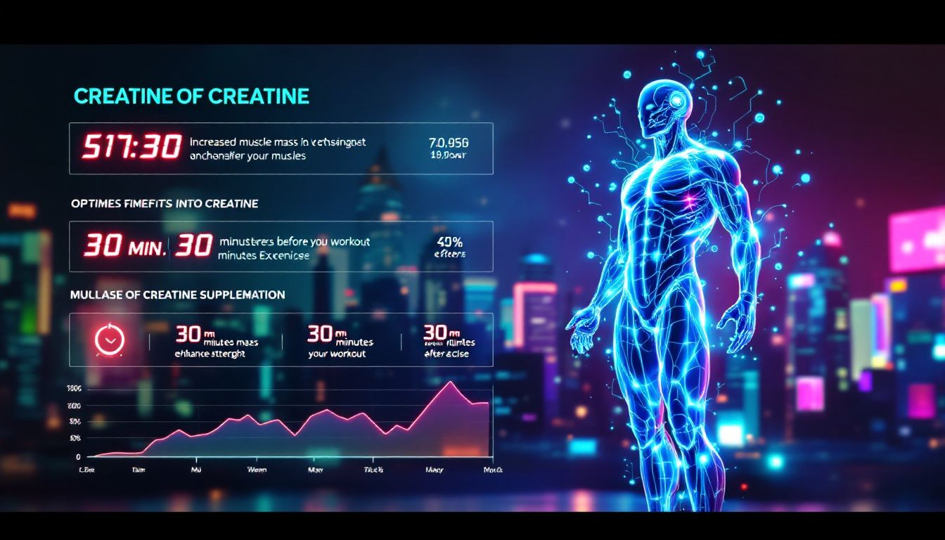 A visual representation of the potential benefits of creatine supplementation, including muscle growth and improved performance.