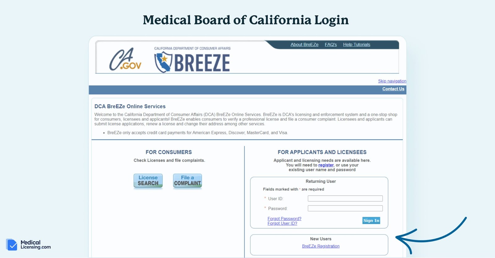 Medical board of california login breeze portal
